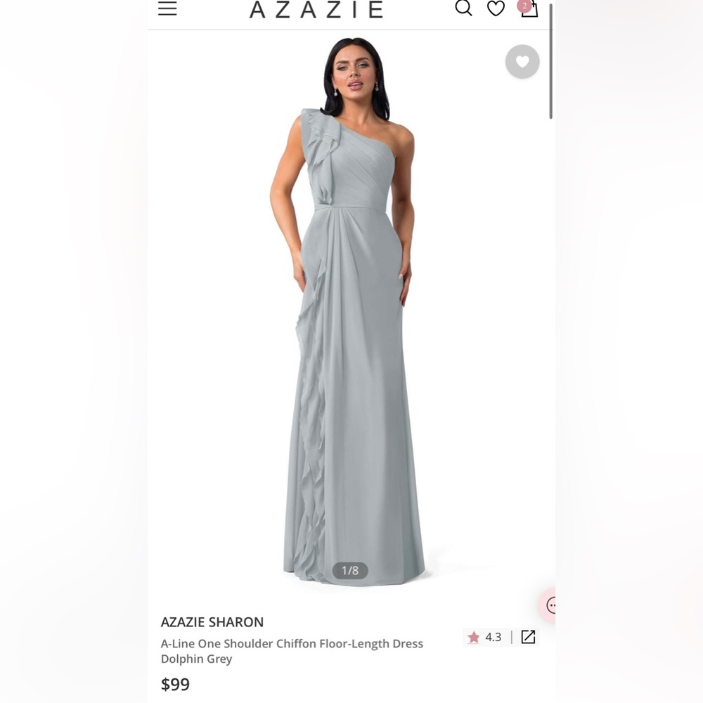 AZAZIE SHARON A-Line One Shoulder Chiffon Floor-Length Dress Dolphin Grey